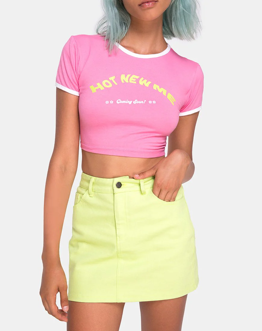 Mandita Crop Top in leuchtendem Pink mit Hot New Me Text X Top Girl - Image 7