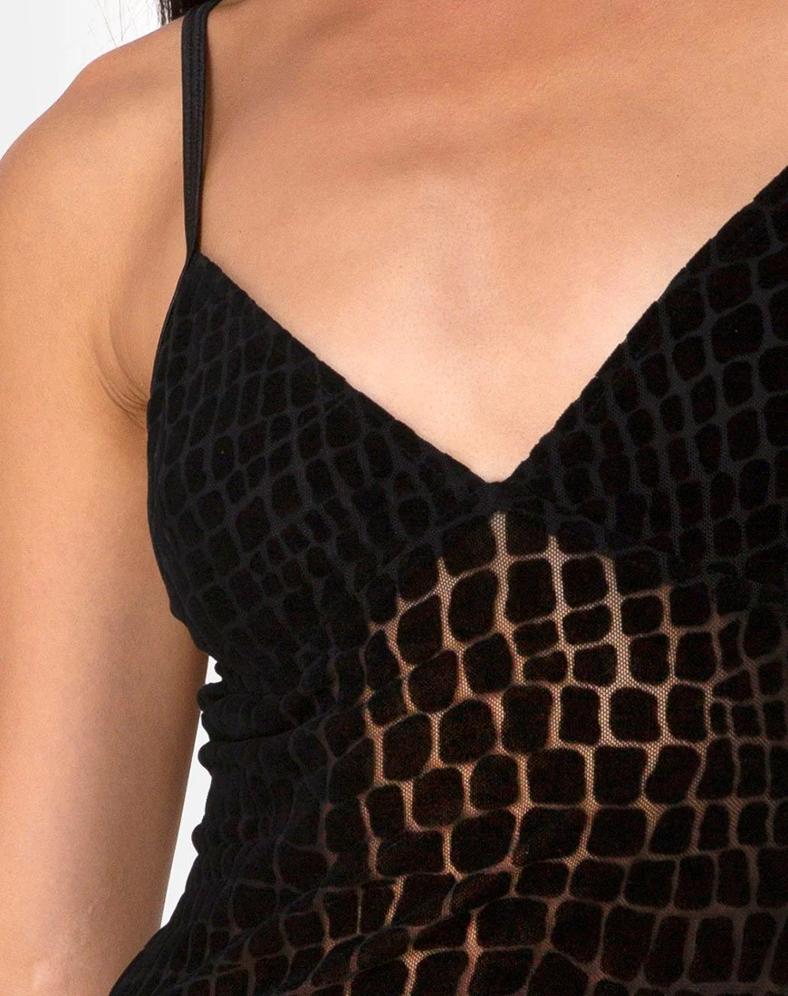 Maneda Kleid aus Kroko-Flock Schwarz - Image 5