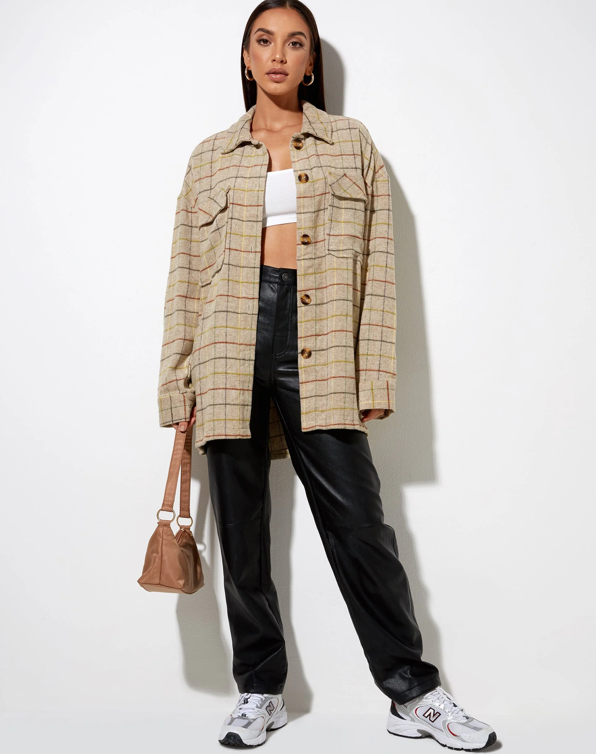 Marcella Hemd in Karo Braun Gelb Grün - Image 4