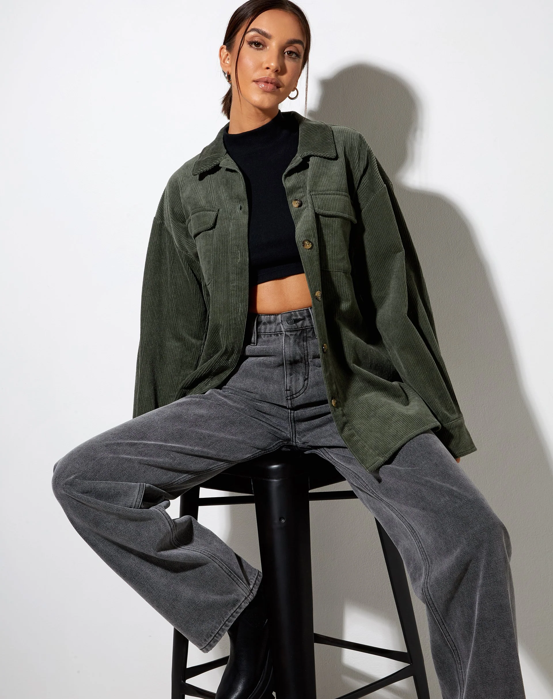 Marcy Hemd aus Kord Khaki