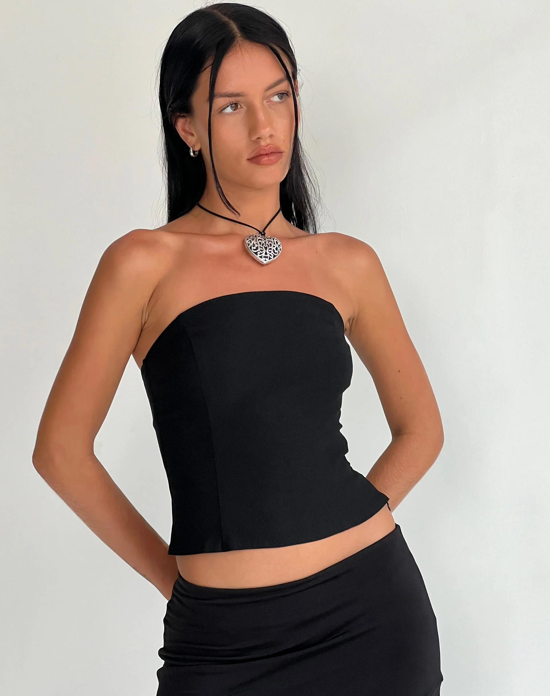 Maribaya Longline-Korsett-Top in Schwarz