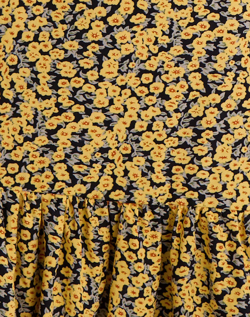 Marige Mini-Kleid mit Rundhalsausschnitt in Mini Bloom Gelb - Image 6
