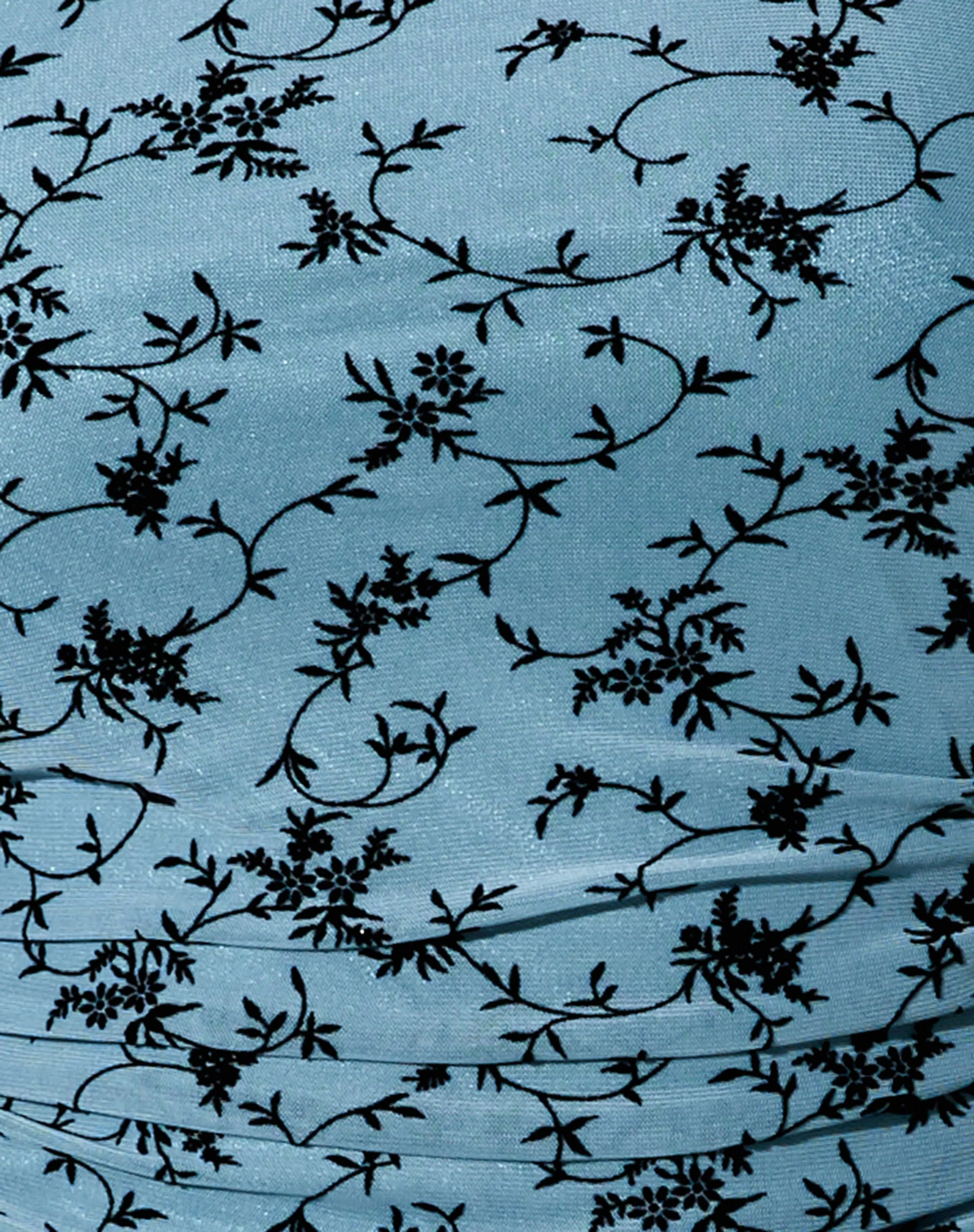Marilla Langärmeliges Kleid in Love Bloom Grau und Blau Flock - Image 5