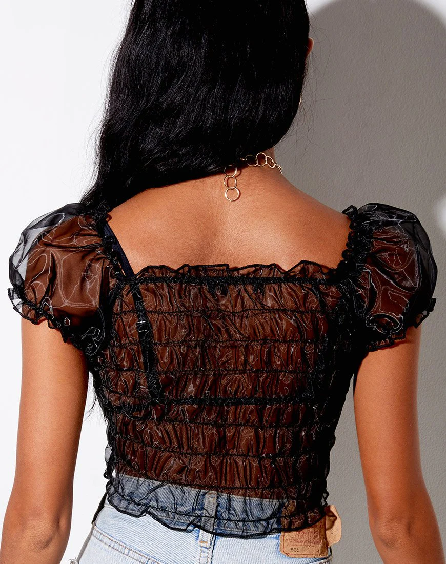 Marilla Crop Top aus schwarzem Organza - Image 2