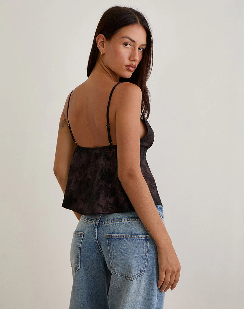 Marinda Top aus Jacquard dunkelviolett geblümt - Image 5