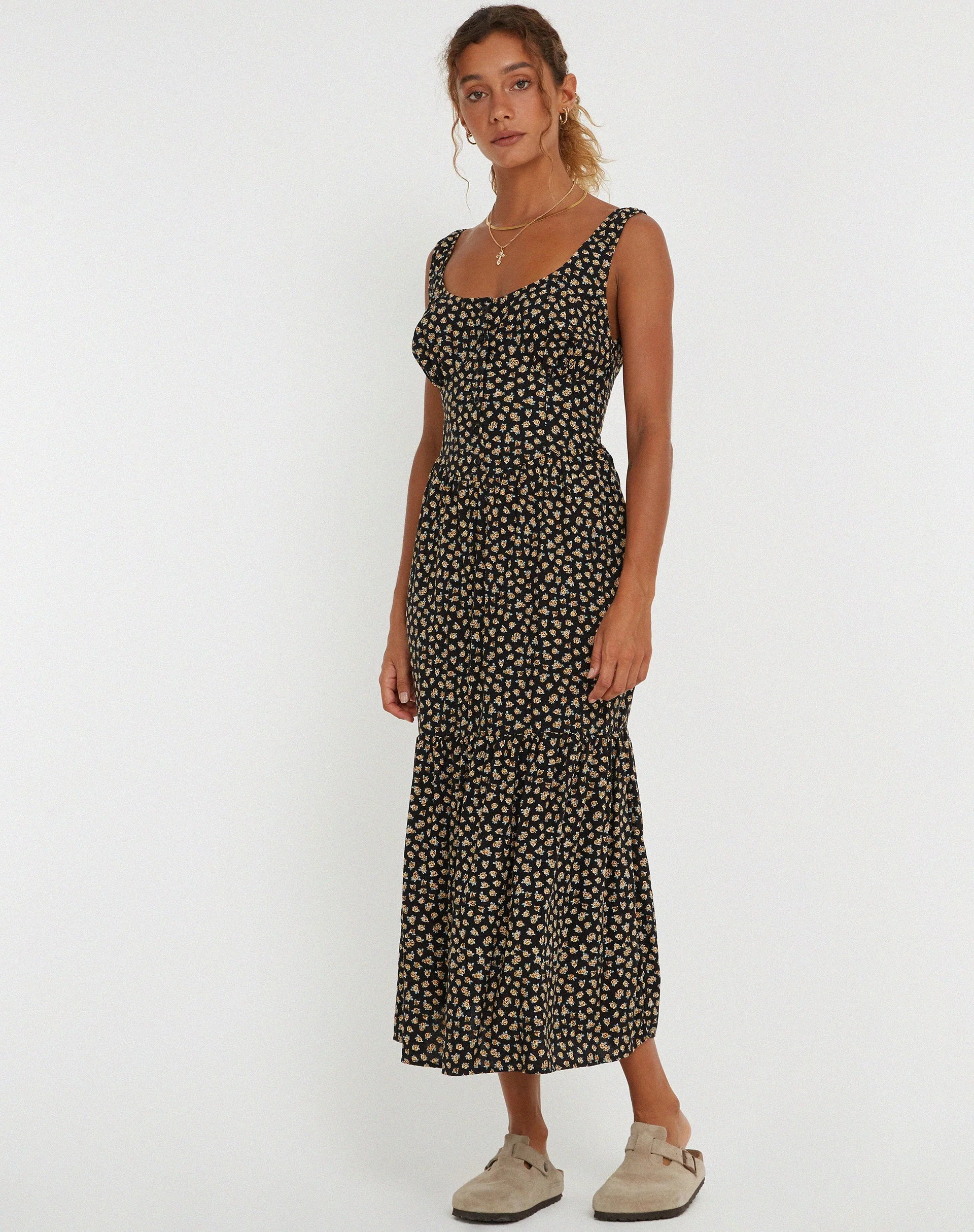 Marisol Maxikleid in Ditsy Floral Bronze - Image 3
