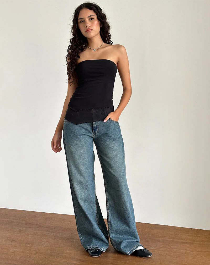 Marissa Asymmetrisches Langarm-Top in Schwarz - Image 3