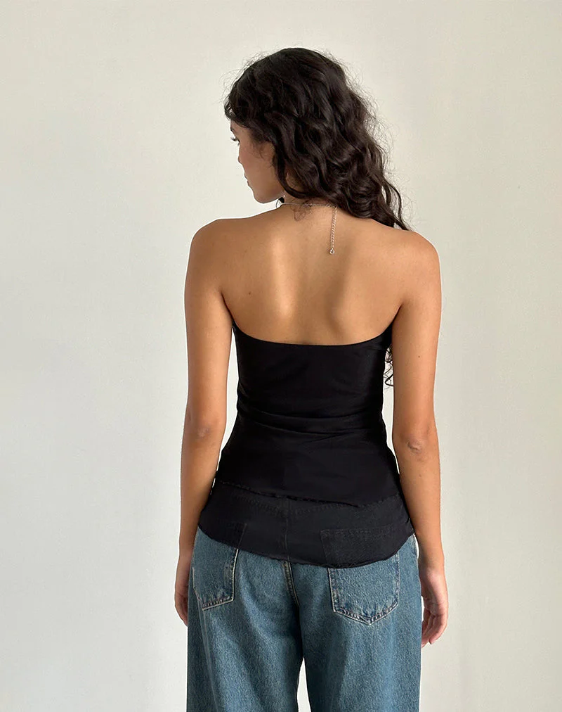 Marissa Asymmetrisches Langarm-Top in Schwarz - Image 5