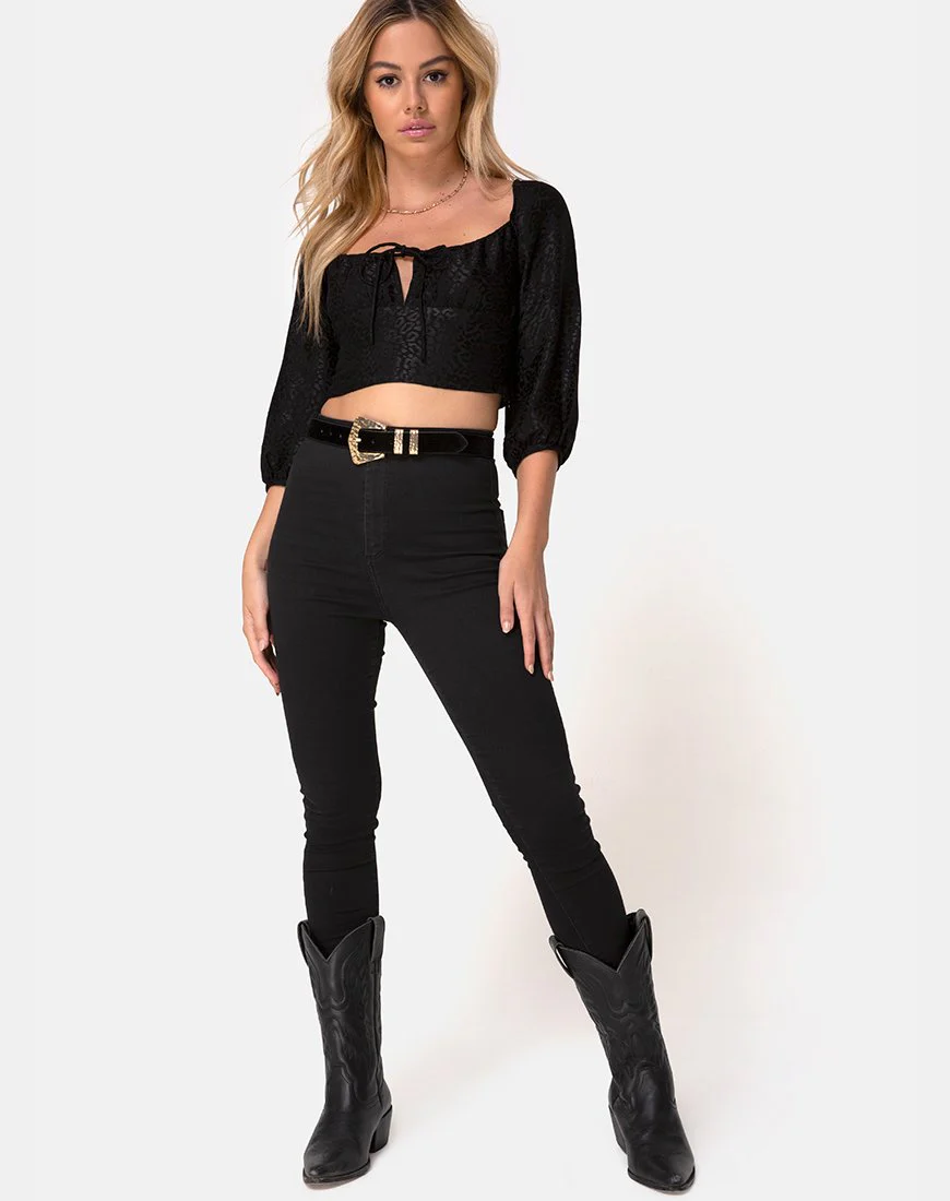 Marla Top aus Satin Gepard Schwarz - Image 3