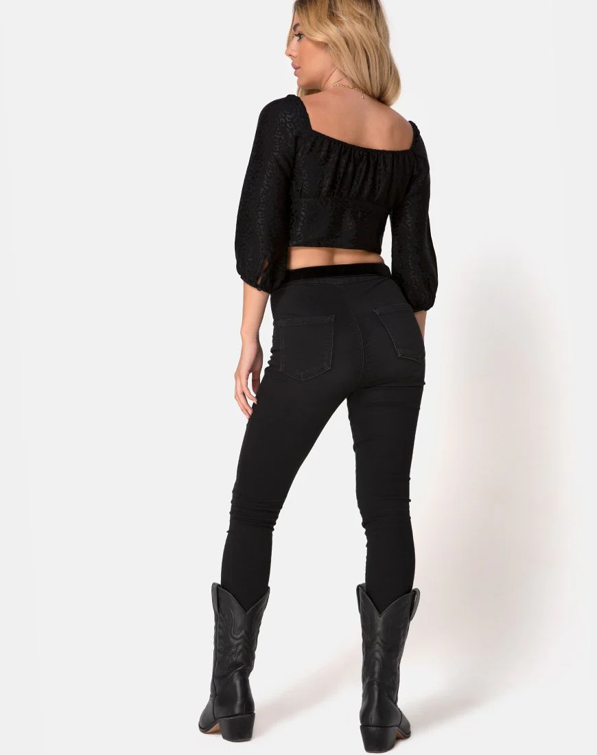 Marla Top aus Satin Gepard Schwarz - Image 4