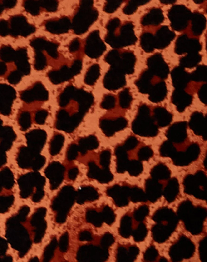 Marlin Bodycon Kleid in Ditsy Leopard Orange - Image 5