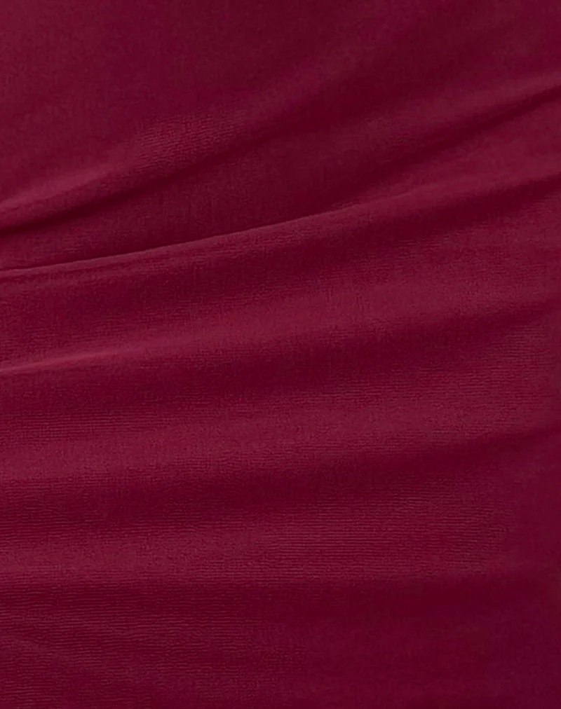 Marlo Asymmetrisches Midikleid in Burgunderrot - Image 6