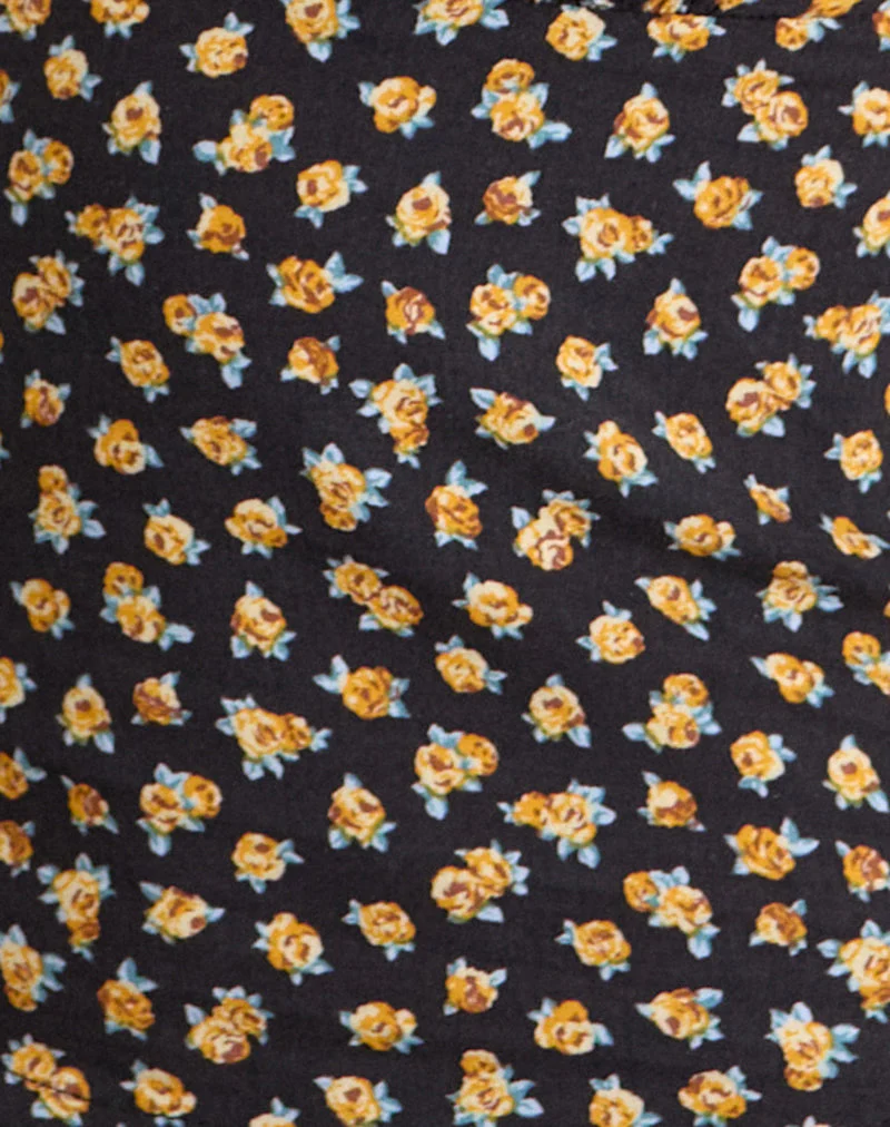 Marsina Halterneck Top in Ditsy Floral Bronze - Image 6