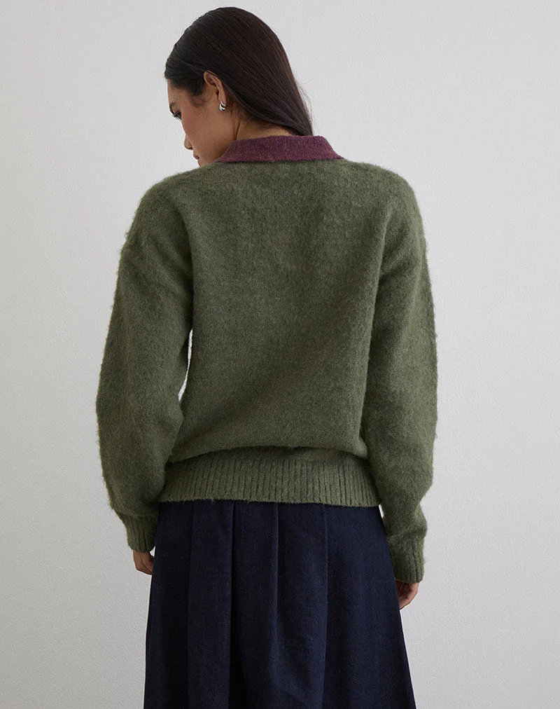 Marvina Pullover aus Strick, grün mit gelben Streifen - Image 5