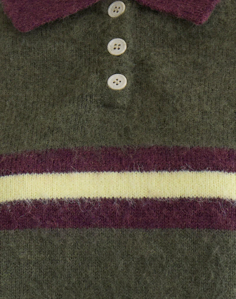 Marvina Pullover aus Strick, grün mit gelben Streifen - Image 7