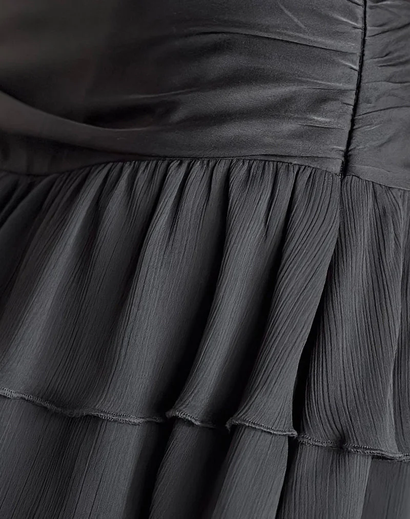 Masama Rüschenminirock aus schwarzem Satin und Chiffon - Image 6