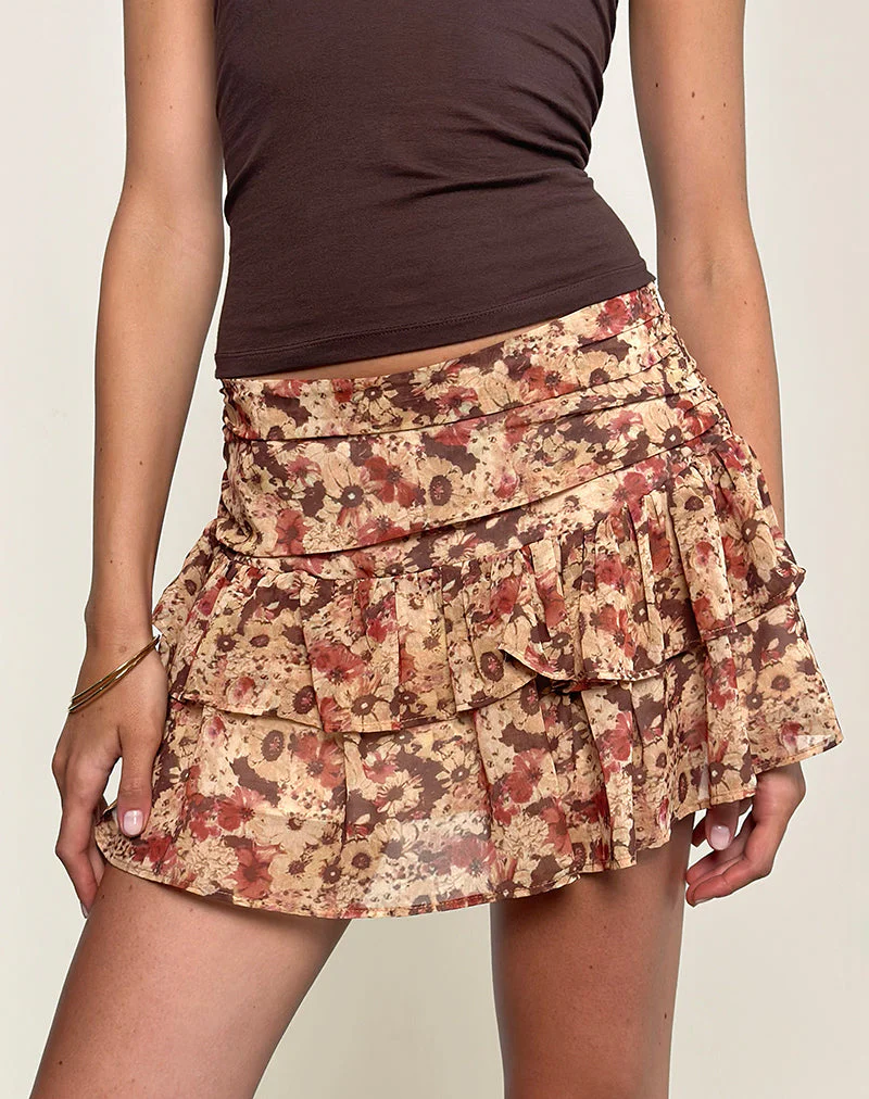 Masama Rüschenminirock aus Chiffon mit rostiger Blume - Image 3