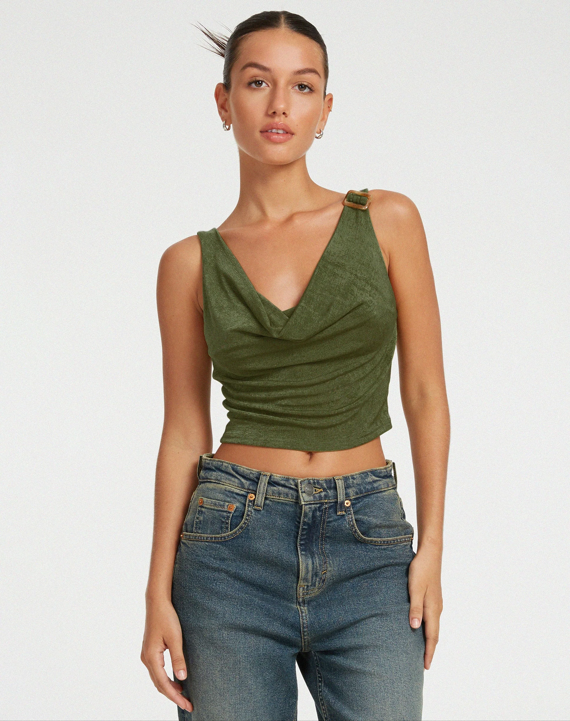 Masayo Crop Top in Khaki