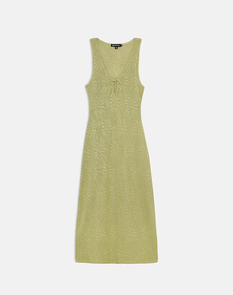 Masela Midi Dress in Sequin Knit Green - Image 5