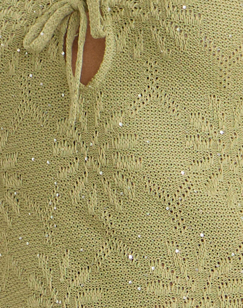 Masela Midi Dress in Sequin Knit Green - Image 6