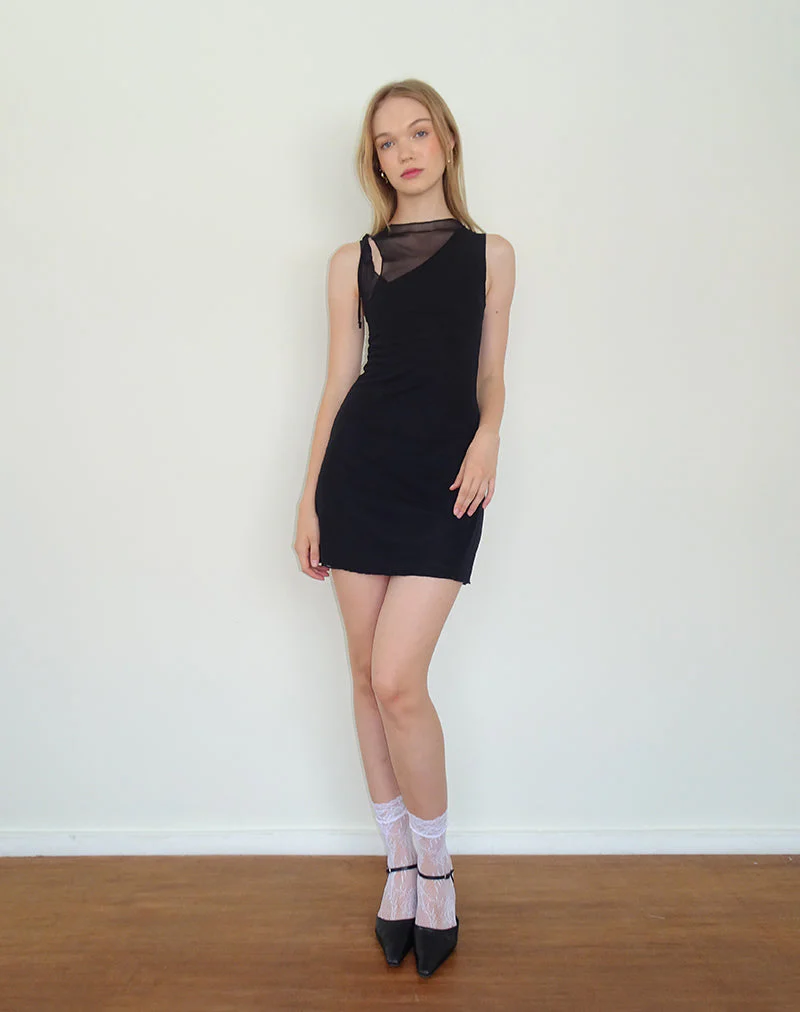 Masita Asymmetrisches Minikleid in Schwarz - Image 3