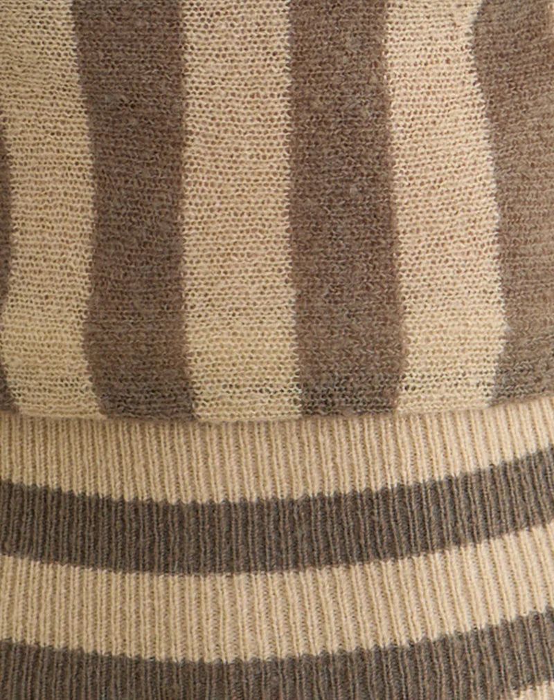 Maude Top in Taupe gestreift und neutral - Image 6