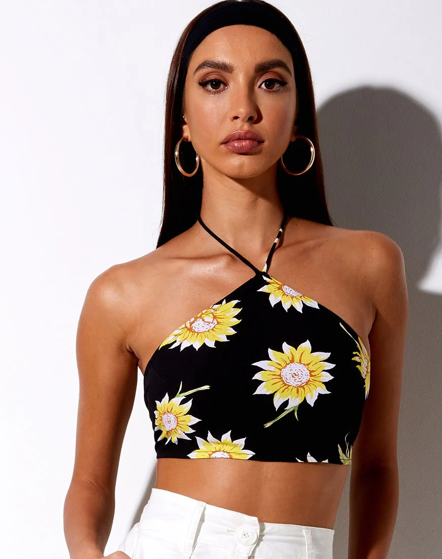 Maudy Crop Top in Sunny Days Schwarz