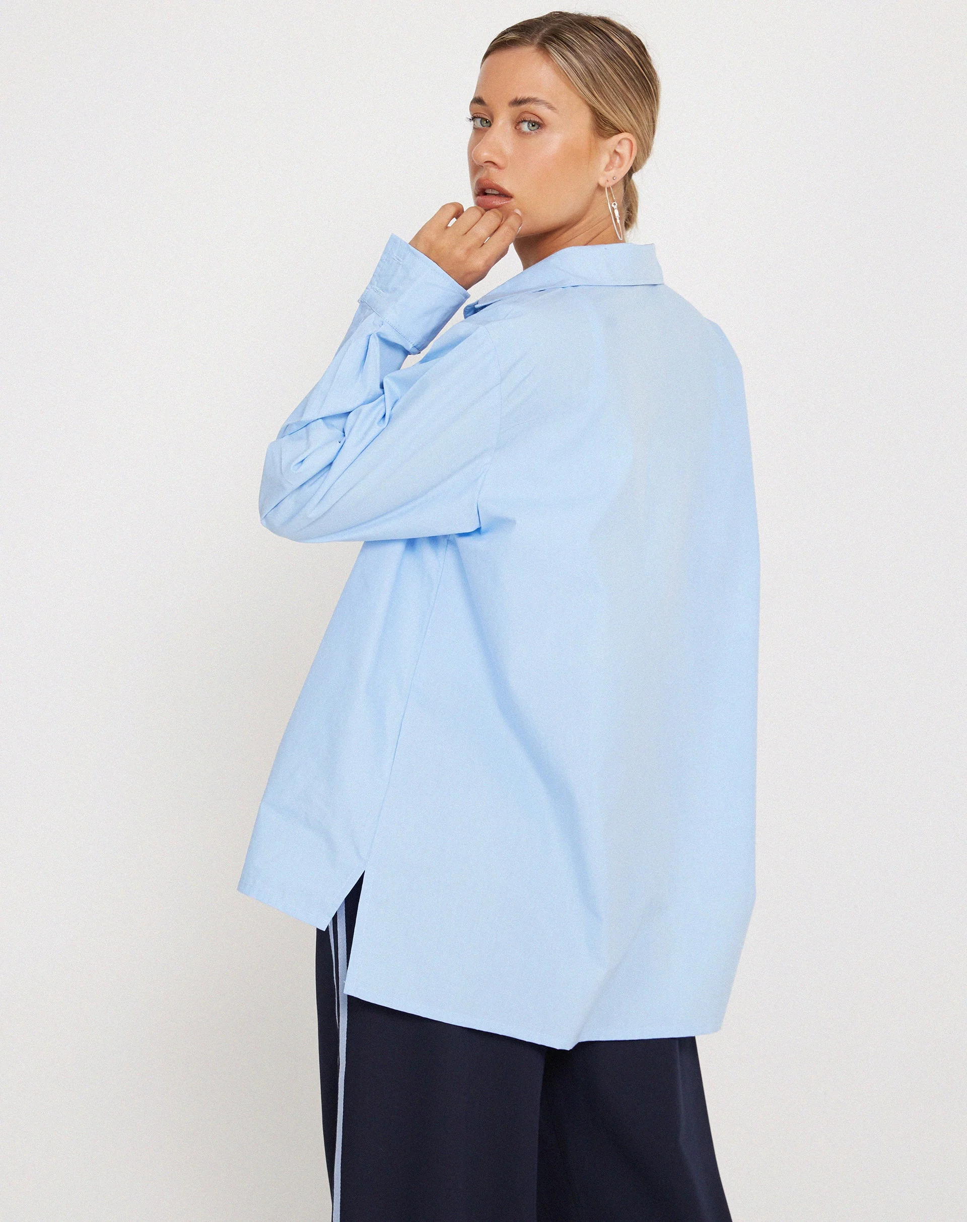 Mavis Button Up Hemd aus Popeline Himmelblau - Image 4