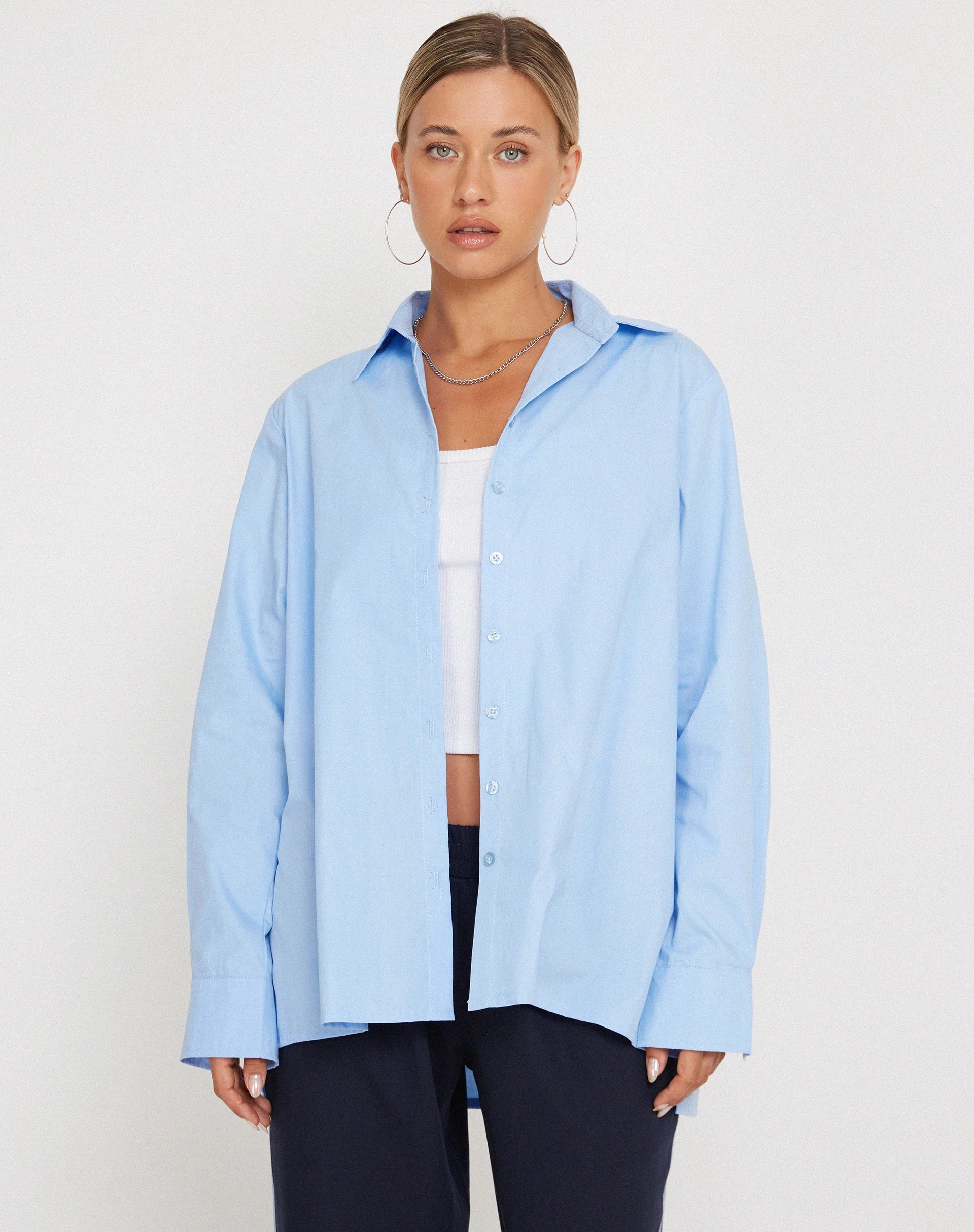 Mavis Button Up Hemd aus Popeline Himmelblau - Image 5