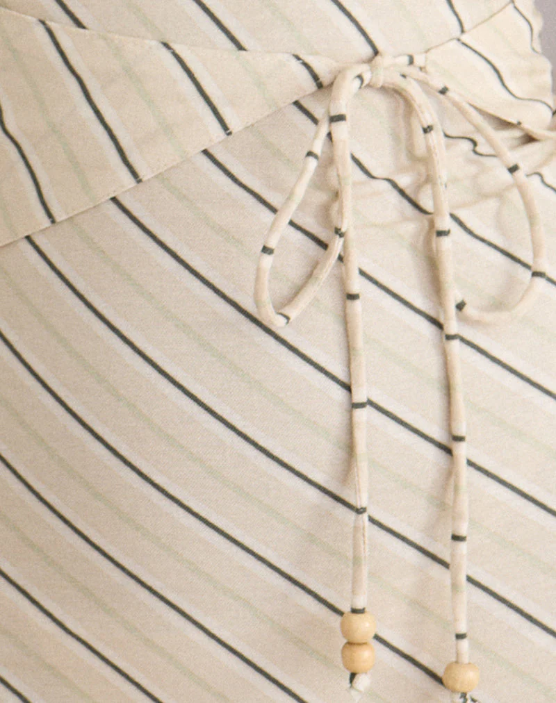 Mayeira Halterneck Mini Dress in Tilt Lines Beige - Image 6