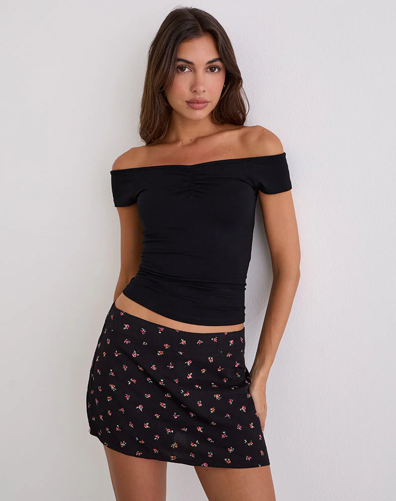 Mayomi Schulterfreies gerüschtes Top in Schwarz - Image 4