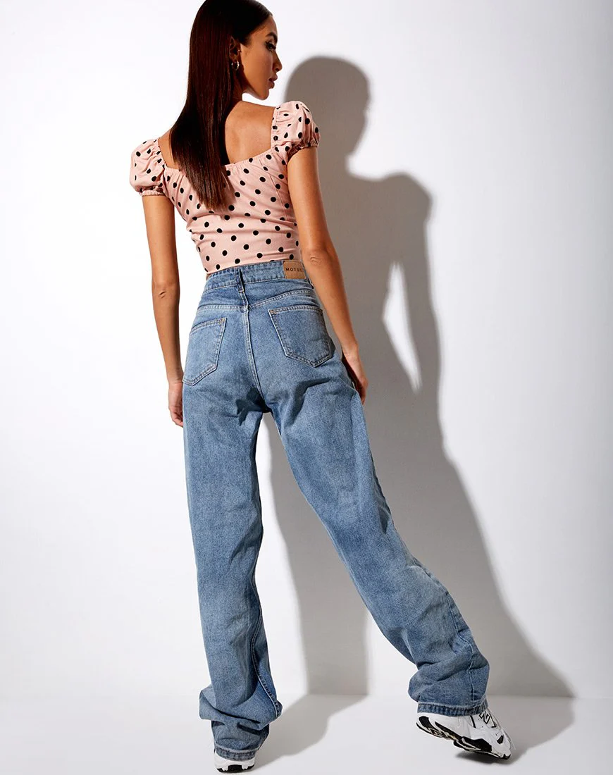 Mazu Crop Top in New Polka Nude Schwarz - Image 4