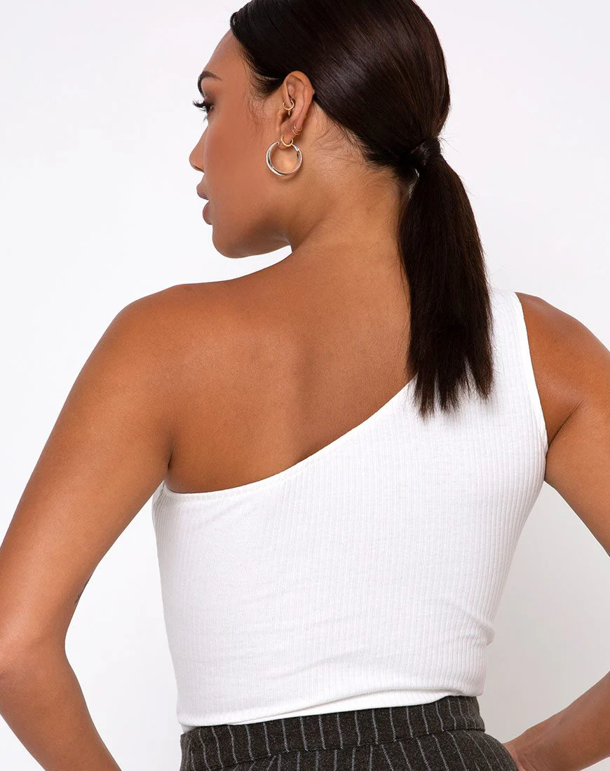 Medi One Shoulder Top in Elfenbein - Image 2