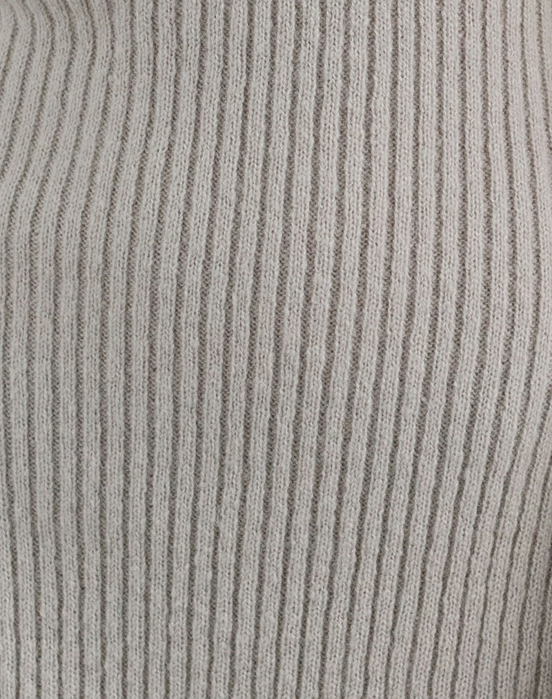 Meghan Kleid aus breiterem Rippenstrick Ecru - Image 6