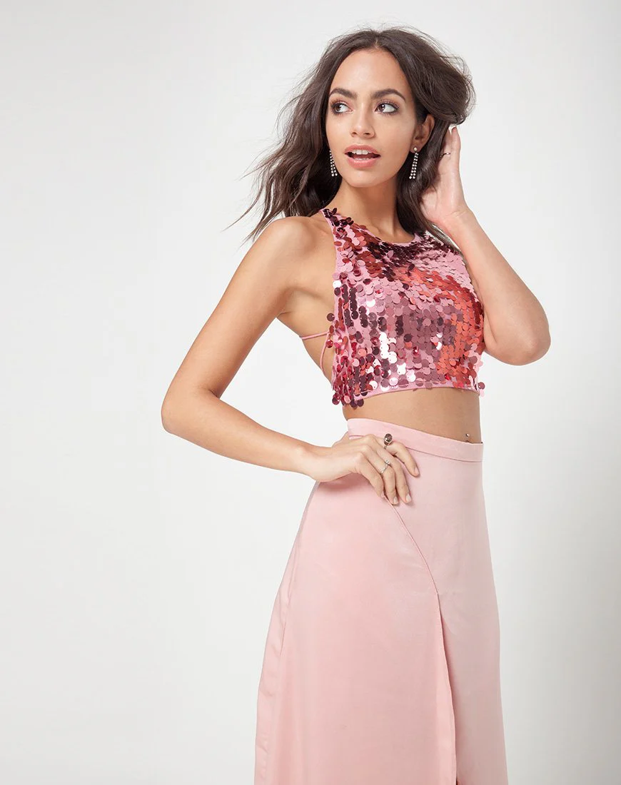 Melanta Maxi-Abschlussballrock in Satin Blush - Image 3