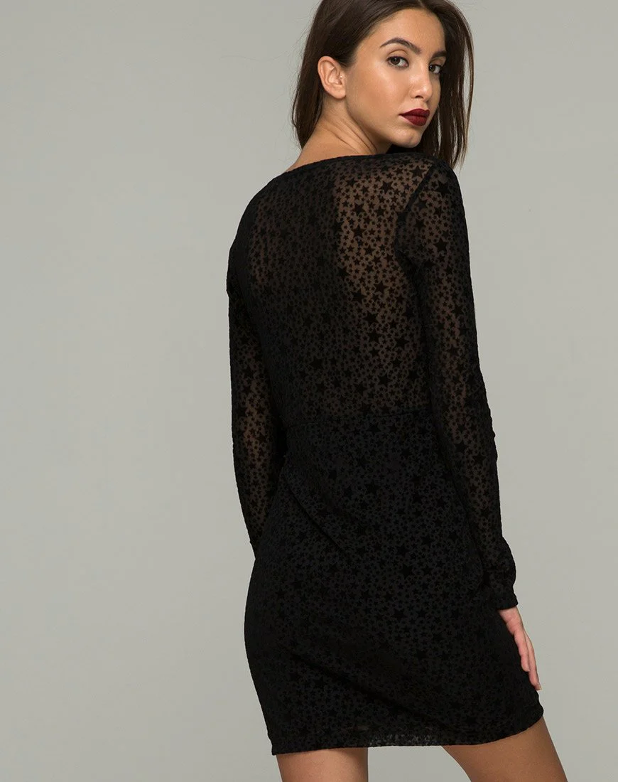 Meli tief ausgeschnittenes Kleid aus Flockstar-Spitze Schwarz - Image 2