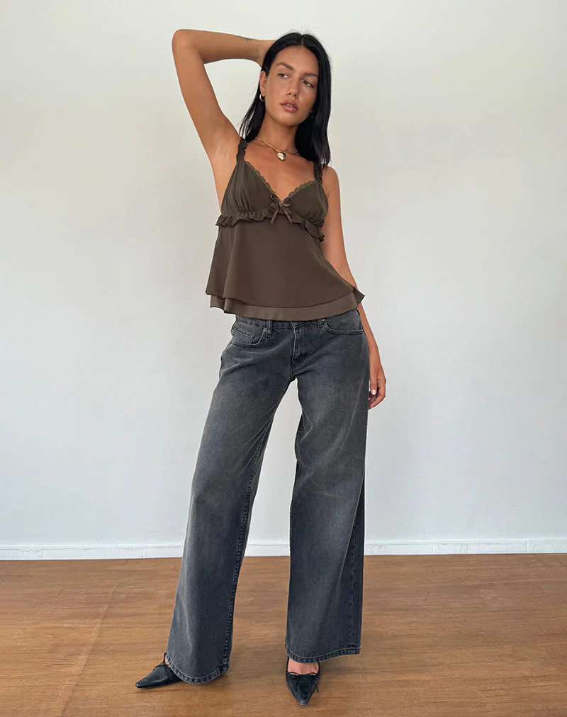 Melinda Rüschen-Cami-Top aus Chiffon, oliv - Image 3