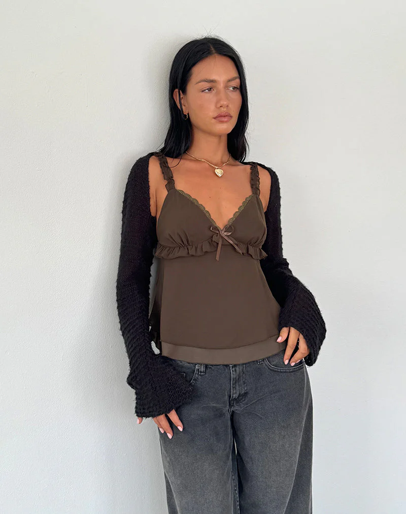 Melinda Rüschen-Cami-Top aus Chiffon, oliv - Image 4