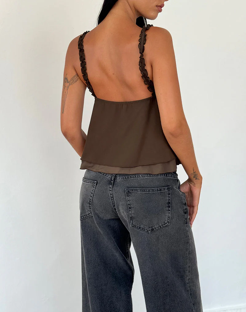 Melinda Rüschen-Cami-Top aus Chiffon, oliv - Image 5