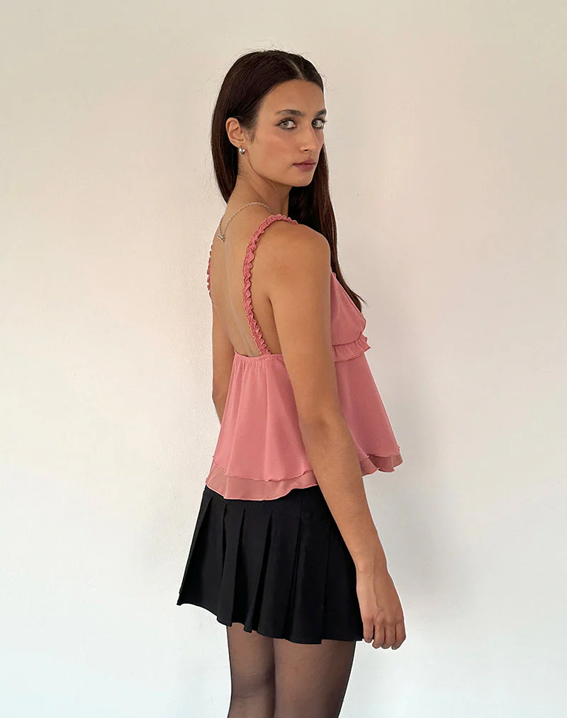 Melinda Rüschen-Cami-Top aus Chiffon in Blush - Image 3