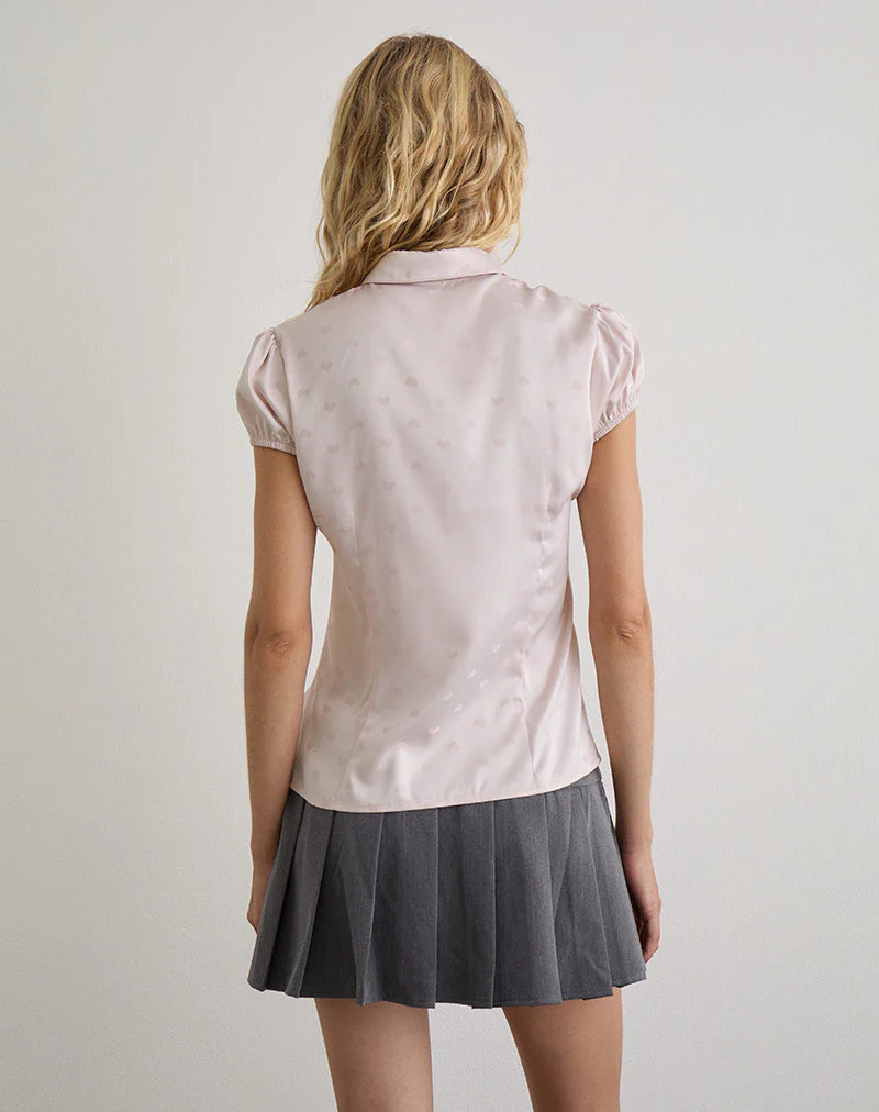Meline Bluse aus Satin Jacquard Rosa - Image 5