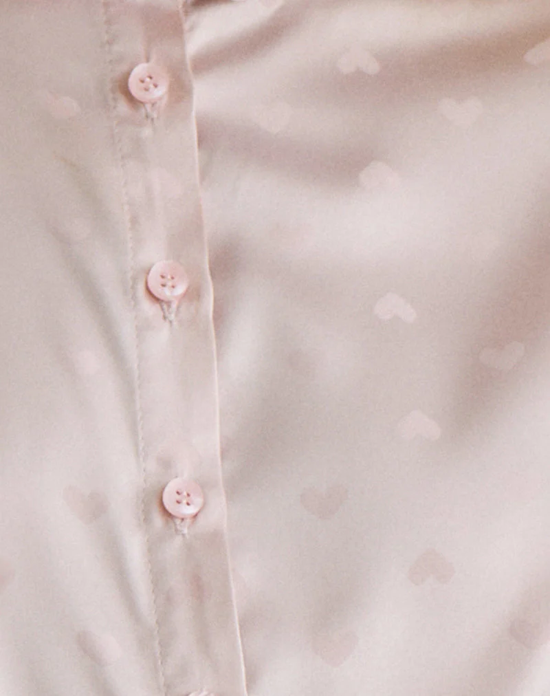 Meline Bluse aus Satin Jacquard Rosa - Image 6