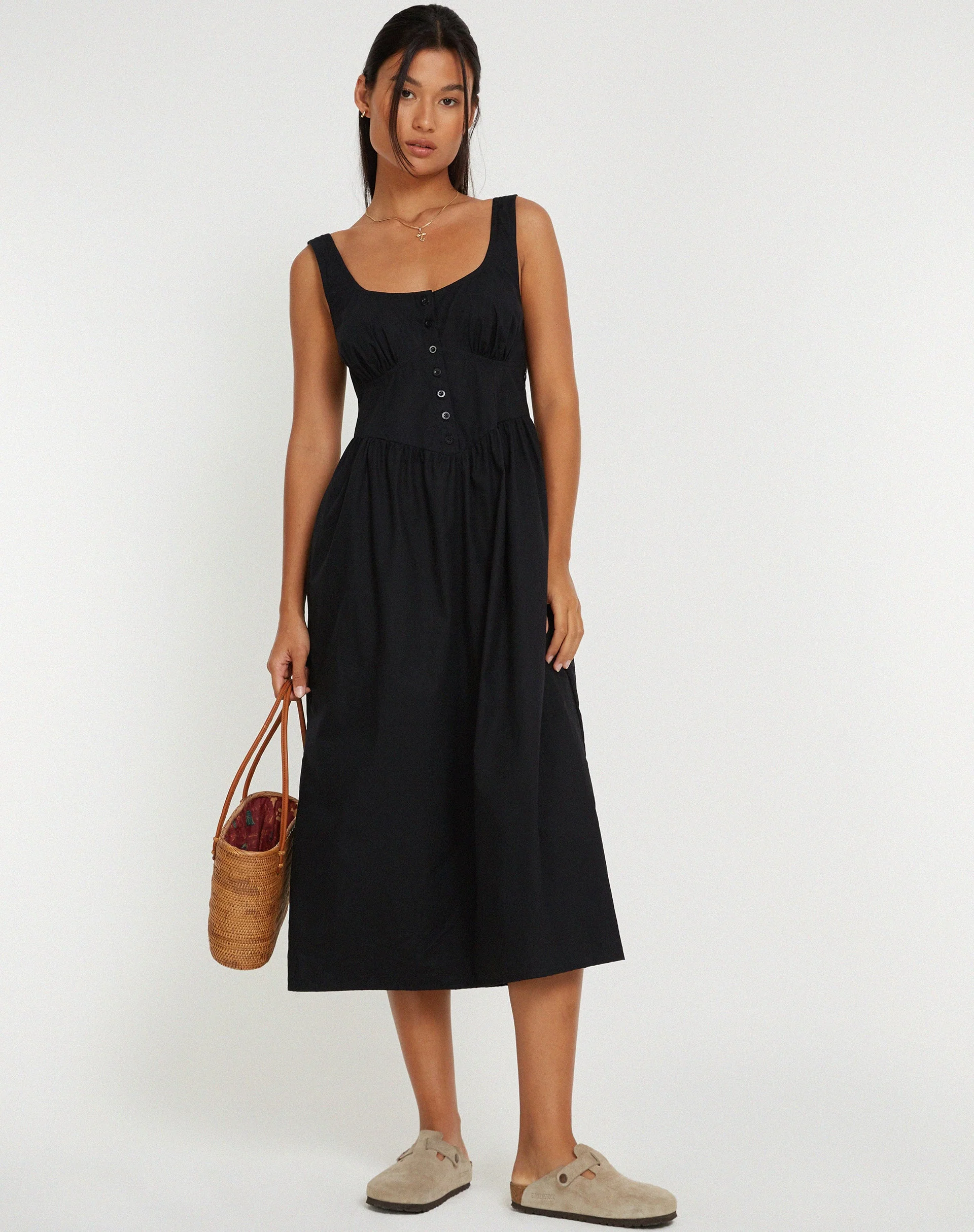 Melrose Midikleid in Schwarz
