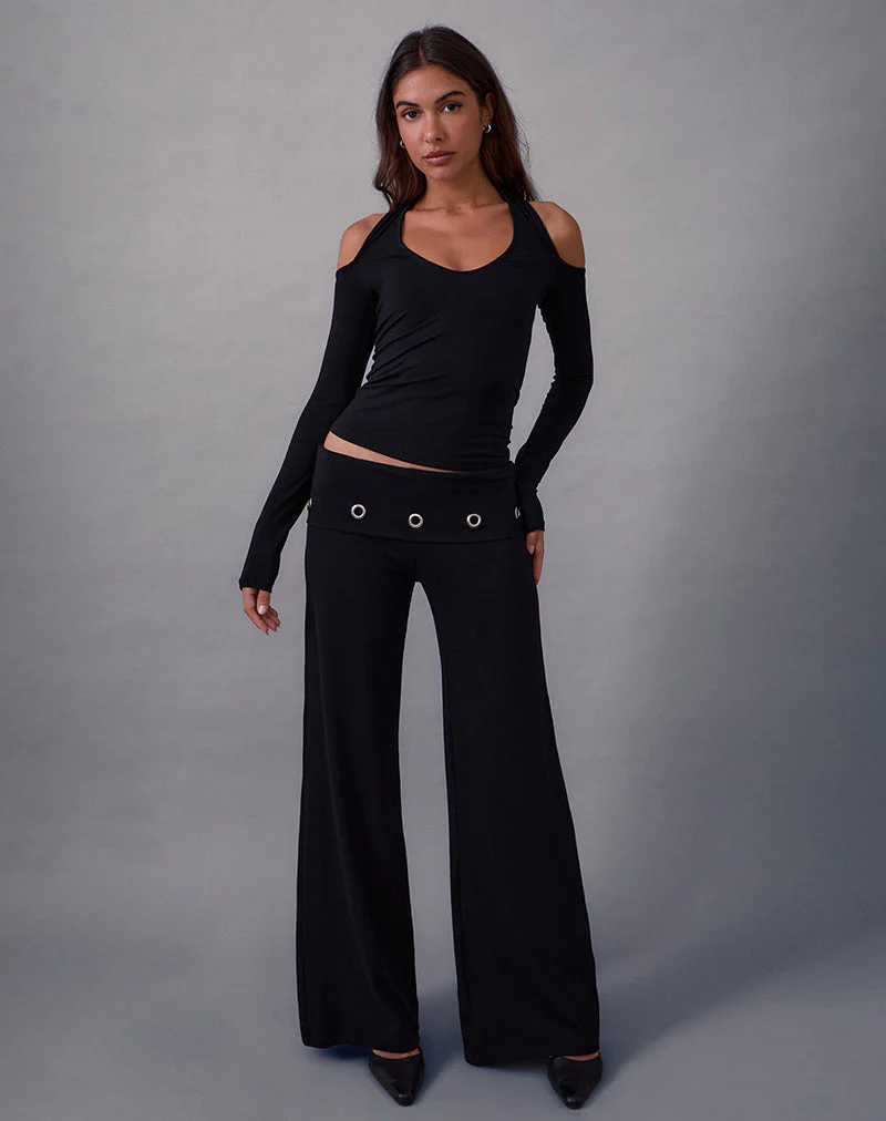 Melton Langarm-Trägertop aus Rayon Jersey Schwarz - Image 2