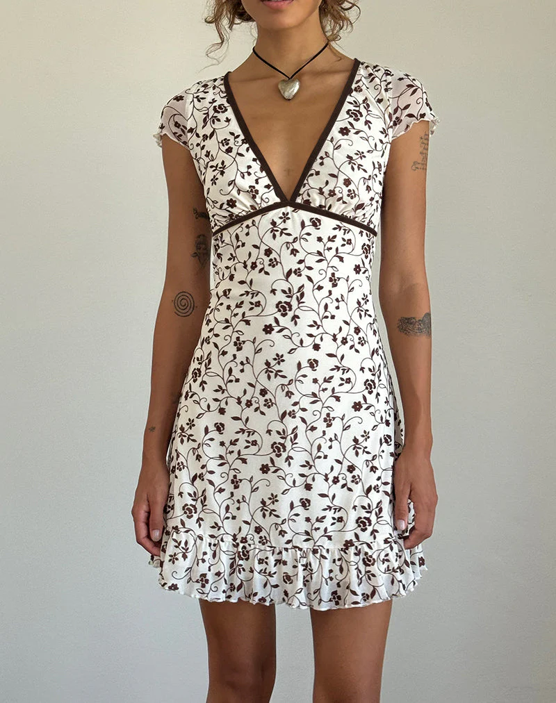 Melva Minikleid aus braunem Stielblütenflock - Image 2