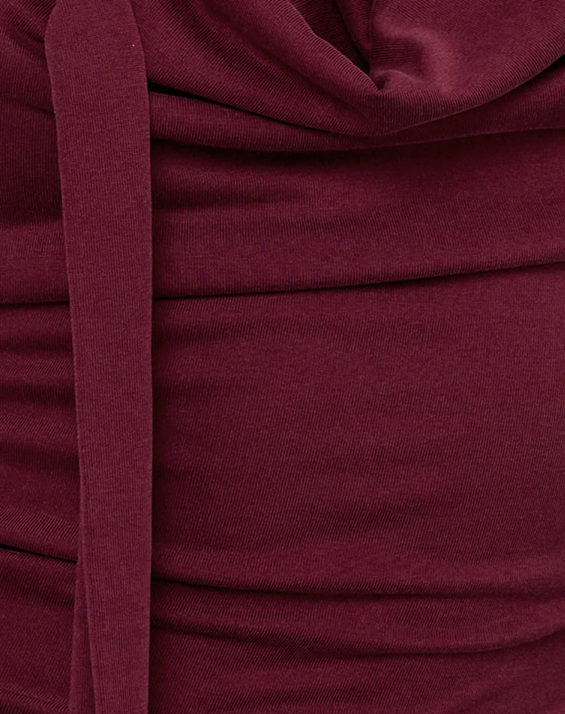 Menora Cowl Neck Top in Burgund Curpo - Image 5