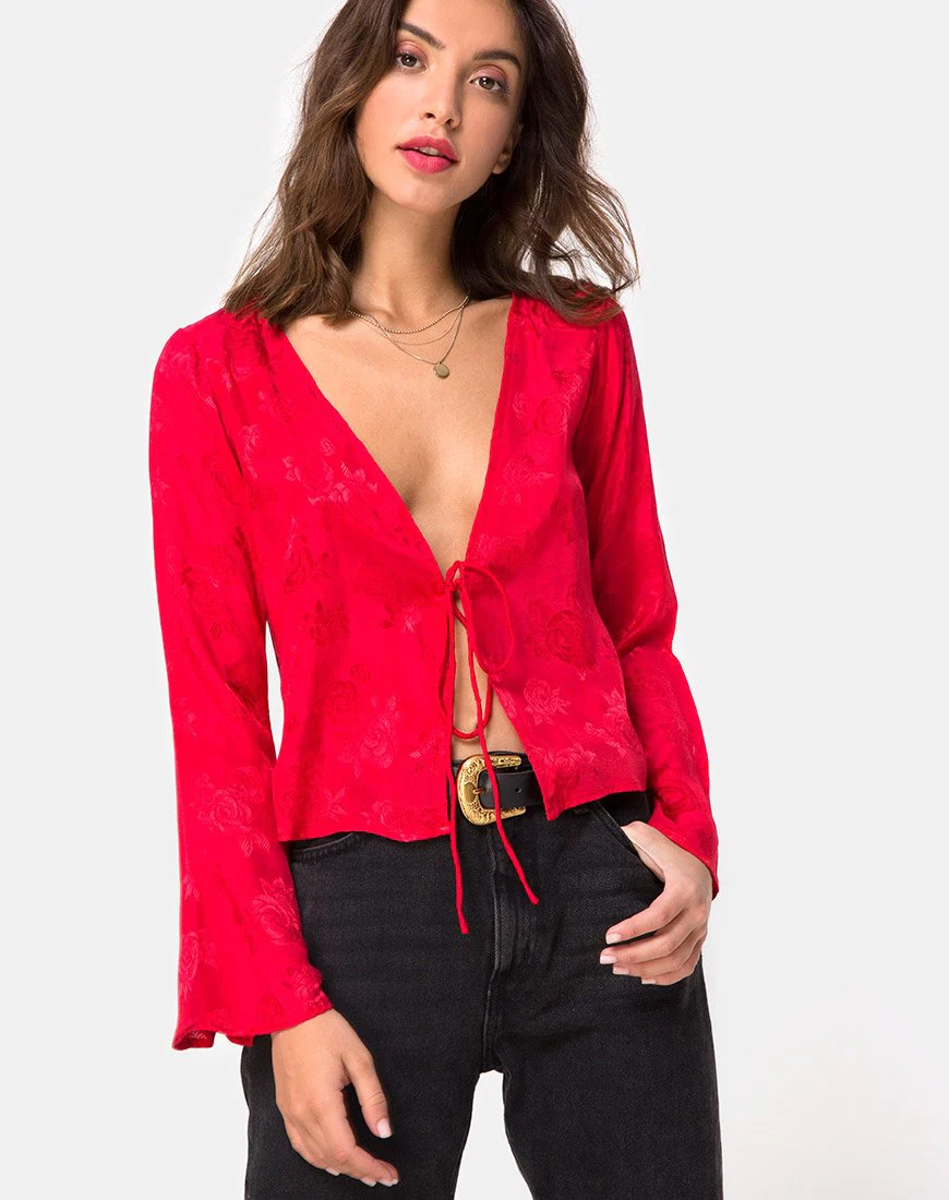 Merida Bluse in Satin Rot