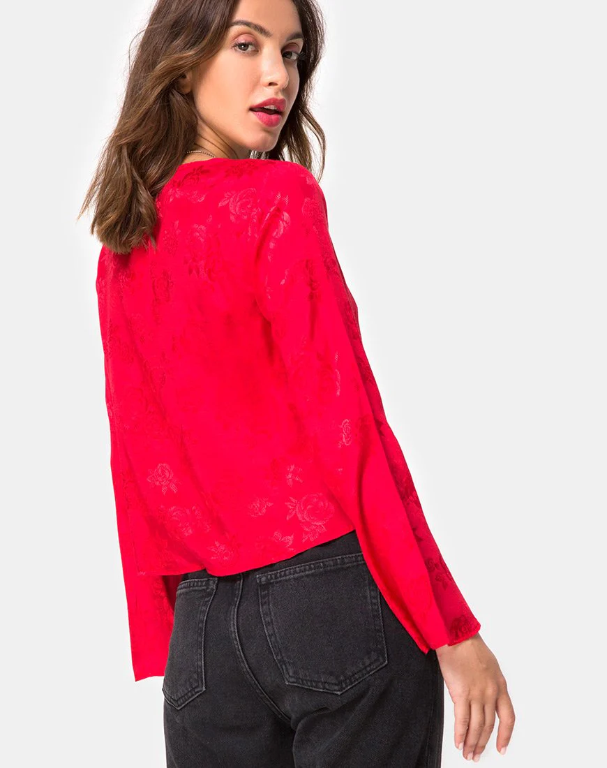 Merida Bluse in Satin Rot - Image 2