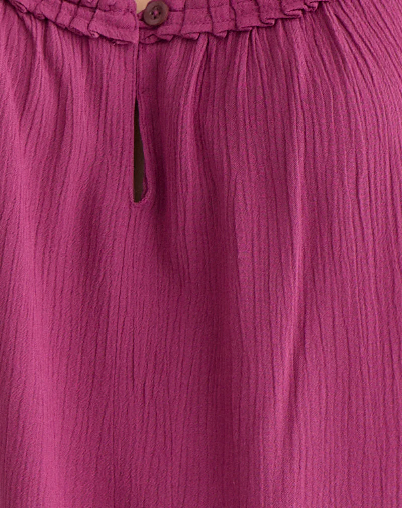 Merisso Scoop Neck Keyhole Top in Rose Burgundy - Image 5