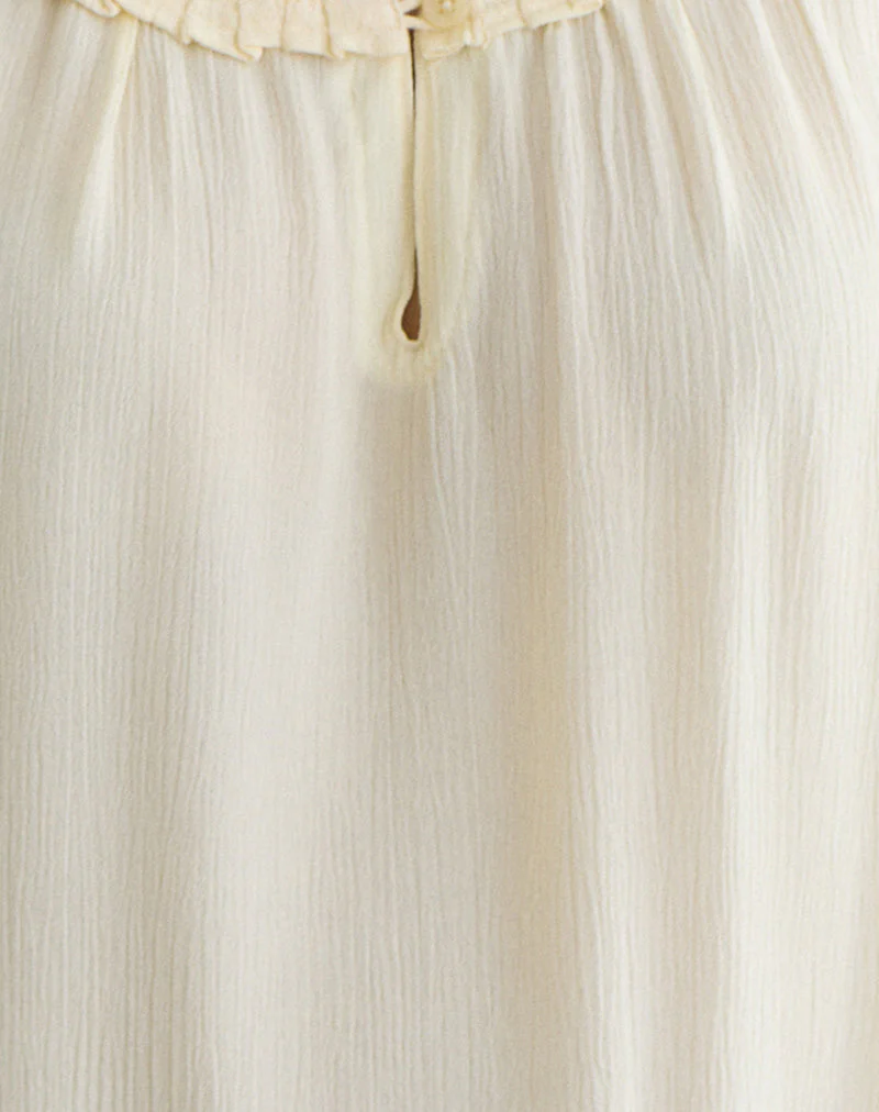 Merisso Scoop Neck Keyhole Top in Crinkle Butter Yellow - Image 7